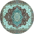 thumbnail image 1 of Ahgly Company Indoor Round Persian Light Blue Traditional Area Rugs, 5' Round, 1 of 1