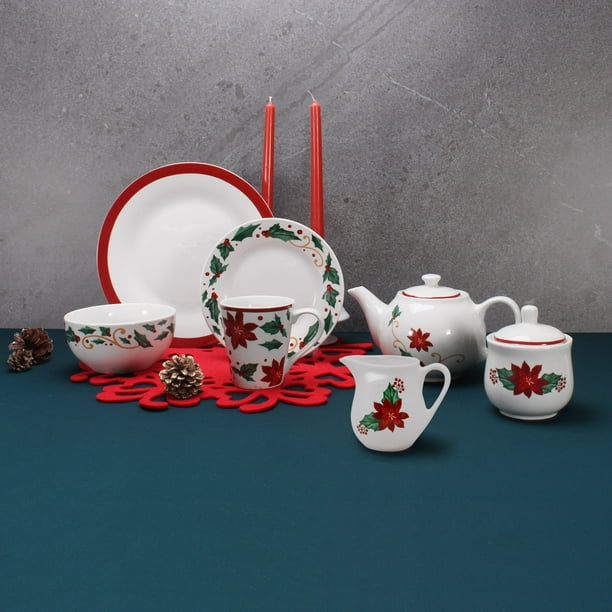 Vajilla de Porcelana 21 piezas Crown Baccara Navidena Walmart en linea