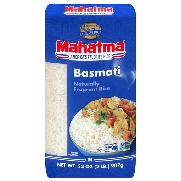 Mahatma Basmati White Rice, Fragrant Extra Long Grain, Gluten Free, 2 lb Bag