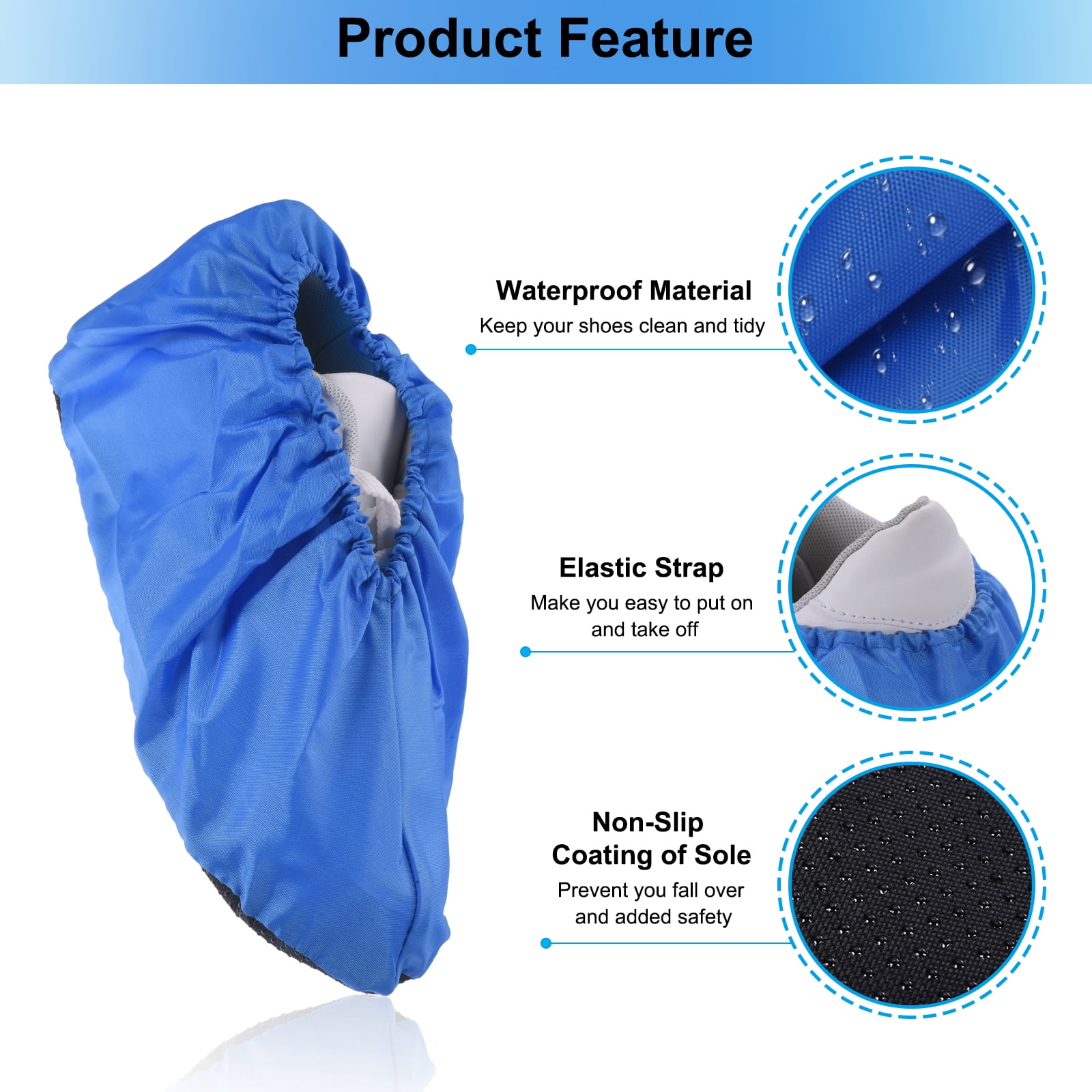 Unique Bargains Reusable Shoe Covers Washable Thickened Boot Shoe Covers Protectors Blue