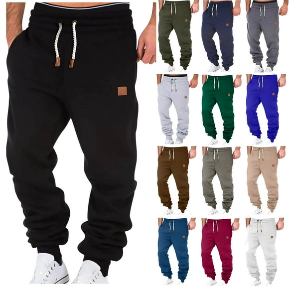DDAPJ pyju Men's Cotton Cargo Pants Clearance Sale,Drawstring Elastic Waist Jogger Sweatpants Plus Size Lightweight Work Pants Loose Straight Trousers with Multi Pockets S - 4XL