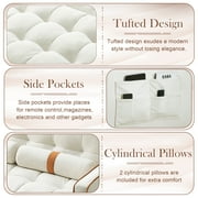KINFFICT Futon Sofa Bed, Convertible Sleeper Sofa Bed with Pull Out Couch, Modern Velvet Loveseat Sleeper, Small Couch for Living Room, Beige