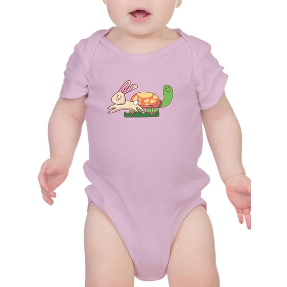 Bunny And Turtle Cute Cartoon Bodysuit Infant -Image by Shutterstock,  12 Months
