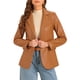 thumbnail image 1 of CHAQUETA CHIC PARA MUJER INSPIRADA EN PIEL SINTÉTICA BLAZER CON SOLAPA PU CHAQUETAS DE MOTO BIKER TAMAÑO S CARAMELO, 1 of 6