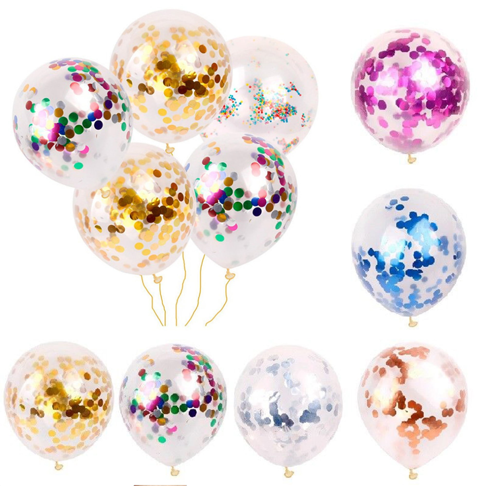 20pcs Happy Birthday Confetti Balloons Sequin Latex Round Balloons Decor 12 in 