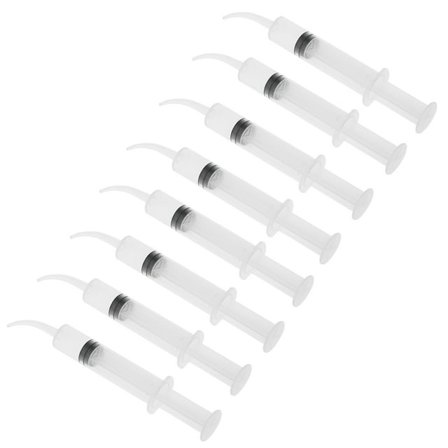 Amdohai 8 Pcs Disposable Irrigation Syringe With Curved Tooth Whitening Oral Health Care Instrument