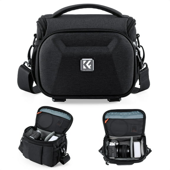 K&F Concept Camera Sling Bag, Quick Access Waterproof Crossbody Bag for DSLR/Mirrorless, with Hard Shell & Tripod Holder, Size S