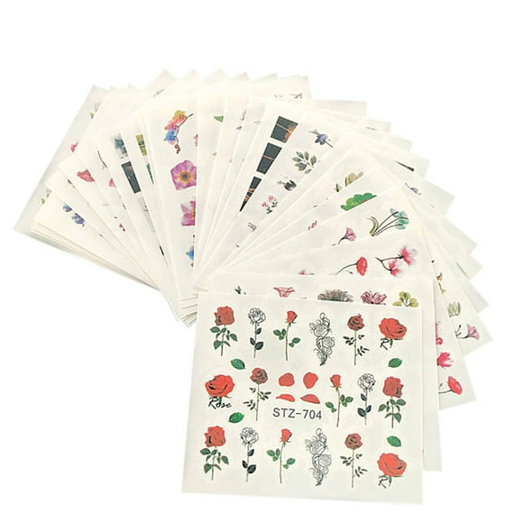 24 Sheets Nail Stickers with Assorted Patterns Water Transfer Blossom Flower Stickers Set Nail Decals for Women Fingernail Decorations