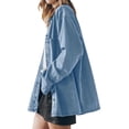 thumbnail image 5 of Womens Oversized Jean Jacket Casual Button Up Denim Overshirt Trendy Long Sleeve Denim Jacket Coat, 5 of 8