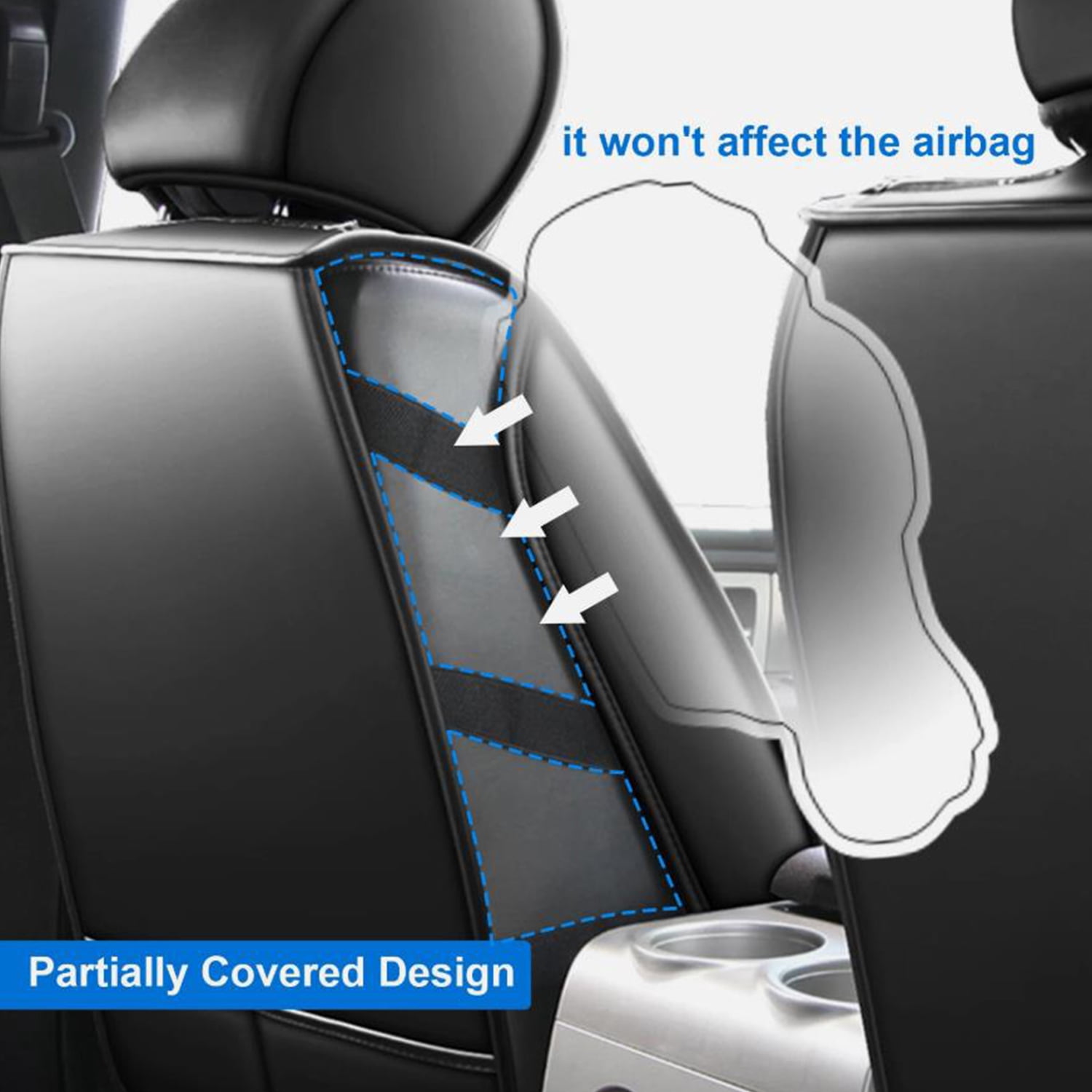 Fit Ford Explorer 2004-2025 Seat Covers - Full Set Waterproof Leather Car Seat Covers Compatible Airbag（5 Seat,Black&Gray）