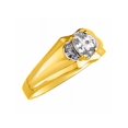 thumbnail image 3 of RYLOS Mens Rings 14K Yellow Gold Classic Design 7X5MM Oval Gemstone & Diamond  White Topaz April Birthstone Ring Size 9, 3 of 7