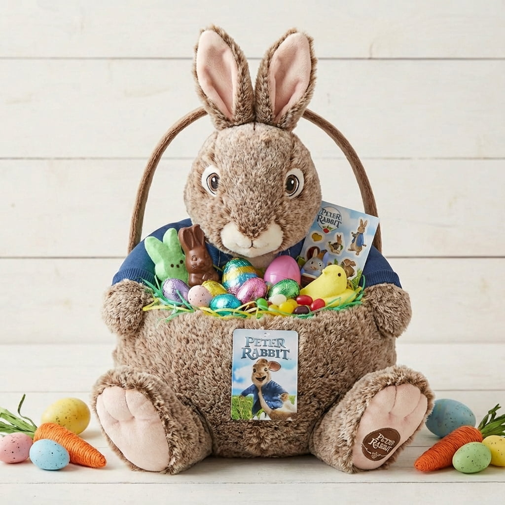 Dan Dee Peter Rabbit Easter Basket Plush Brown Bunny Stuffed Animal 12.5"