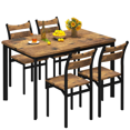 thumbnail image 1 of Stmoze Wooden Dining Table Set for 4, 5 Pieces Rectangle Kitchen Table and Chairs Set, 4-Person Dining Room Set with 4 Backrest Dining Chairs, Modern Dining Set for Small Space, Rustic Brown, 1 of 4
