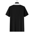 thumbnail image 5 of QingYiHua Mens Color Block Polo Shirts Short Sleeve Zipper Turndown Collar Shirts with Pocket Casual Shirts 2025 Summer Trendy Shirts Big and Tall,Black, 5 of 7