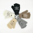 thumbnail image 3 of Guantes de lana de otoño e invierno para hombres y mujeres, guantes cálidos de doble uso con tapa de copo de nieve, guantes de medio dedo tejidos con ciervo, 3 of 6
