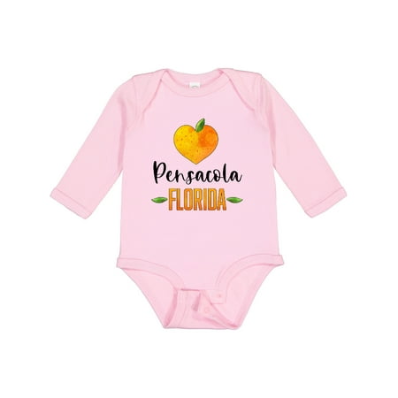 

Inktastic Pensacola Florida Orange in Heart Boys or Girls Long Sleeve Baby Bodysuit
