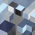 thumbnail image 3 of Simmions, Todd 12x12 Black Modern Framed Museum Art Print Titled - Cubic in Blue I, 3 of 5