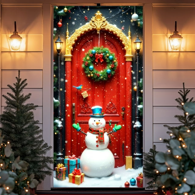 Fridja Rideau de Porte Décoration de Fête Fond Photo Jour de Noël Hiver