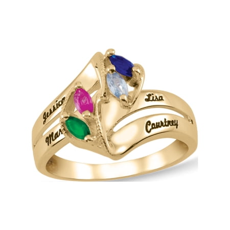Personalized Engravable Birthstone Ring in 14K Gold by Jewlster