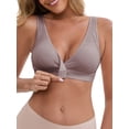thumbnail image 5 of INSPIRE CHIC Women's Bras Front Closure Wireless Postpartum Breastfeeding Lingerie V-Neck Push Up Ribbed Nursing 3XL Purple, 5 of 5