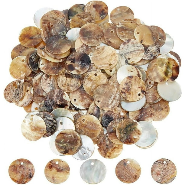 400 cuentas redondas planas de concha multicolor de 15 mm para la creación de bisutería artesanal.