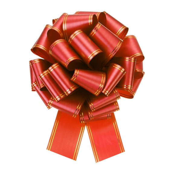 10 Inch Giant Large Pull Bow Big Metallic Car Bows Ribbon with Gold Edge for Wedding Presents Gift Wrapping Christmas, Red