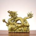 thumbnail image 3 of Xiao Hua Estatua de dragón de latón Feng Shui chino, escultura para decoración del hogar, oficina, mesa, adornos para riqueza y éxito, regalos de buena suerte, estilo B, pequeño, 3 of 3