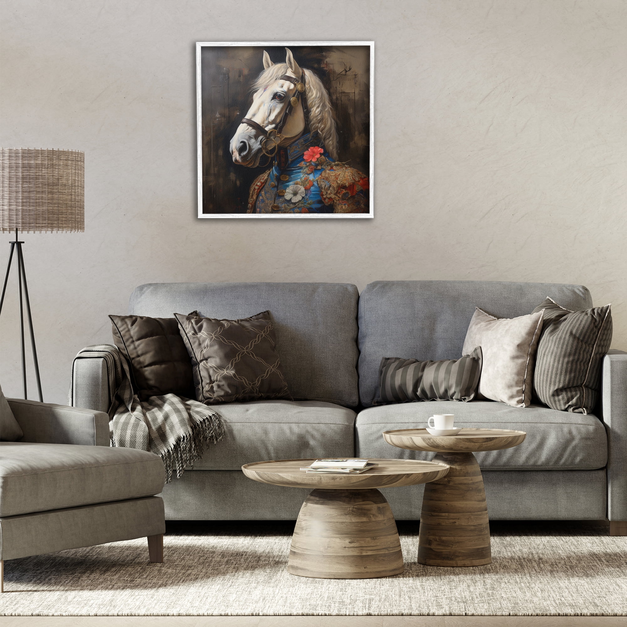 Stupell Industries Horse with Regal Clothing Animals & Insects Painting White Framed Art Print Wall Art, 24 x 24