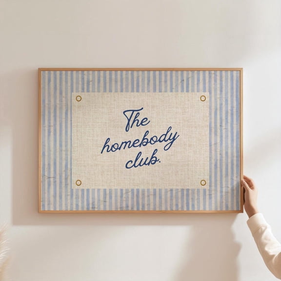 The Homebody Club Poster Trendy Aestheticnavy Blue Typography Poster Positive Wall Art Vintage Aesthetic Bedroom Decor Home Decor UNFRAMED Poster, Wall Art for Decor, Present, 8x12