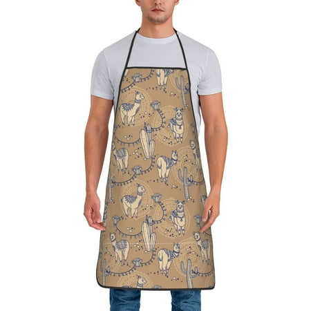 

Gaeub Cactus Alpaca Print Apron for Men and Women Waterproof Apron for Cooking Dishwashing Lab Butcher Dog Grooming