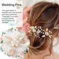 thumbnail image 2 of Pearl Wedding Hair Pins U-Shaped Gold Leaf Hair Accessories Head Pieces for Bride Women Girls Party, 2 of 6