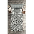 thumbnail image 2 of Ambesonne Ethic Quilted Coverlet 2 Pcs, Mandala Black White Art, Twin Size, Black White, 2 of 2