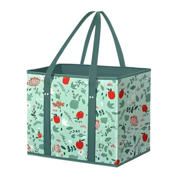 Uranda Reusable Grocery Bags, Foldable Shopping Bags for Groceries with Reinforced Bottom & Handles 13*13*10.6 Inch B