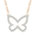 thumbnail image 1 of DGOLD Collier Papillon en Or Rose 10 Kt avec Diamant Blanc Rond pour Femmes (1/2 cttw), 1 of 2
