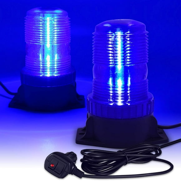 LED Strobe Light, 12V-24V Warning Emergency Safety Flashing Beacon Lights with Magnetic and 16.4 ft Straight Cord Vehicle Forklift Truck Tractor Golf Carts UTV Car Bus (1 PCS, Blue)
