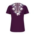 thumbnail image 3 of Womens Tunic Tops ,Button Down Henley V Neck Shirt Floral/Geometric Print Summer Lace Tops Casual Short Sleeve Blouses Ladies T Shirts Long Length Tunic Tops for Leggings Size 16, 3 of 4