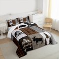 thumbnail image 3 of Manfei Woodland Moose Deer Full Size Comforter Sets, Brown Gray Black Checkered Bedding Comforter Set, Vintage Lodge Cabin Bedding Sets, Breathable Home Decor, 3 of 8