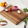 thumbnail image 5 of Ataucjin 20"x15" Acacia Wood Cutting Board, Extra Large Cutting Board with Grip Handles and Juice Grooves, Sturdy Structure, 1.3" Thick, Durable, Reversible, Knife Friendly, 5 of 6