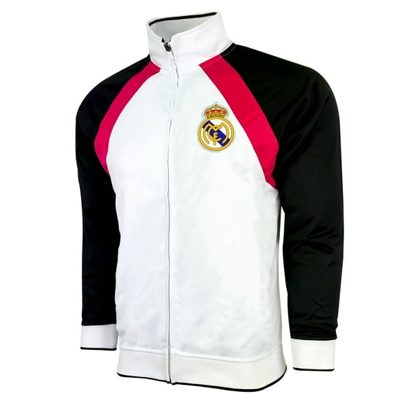 Men's Real Madrid Jacket, Licensed Real Madrid Full Zip Track Jacket Adult Sizes (M)