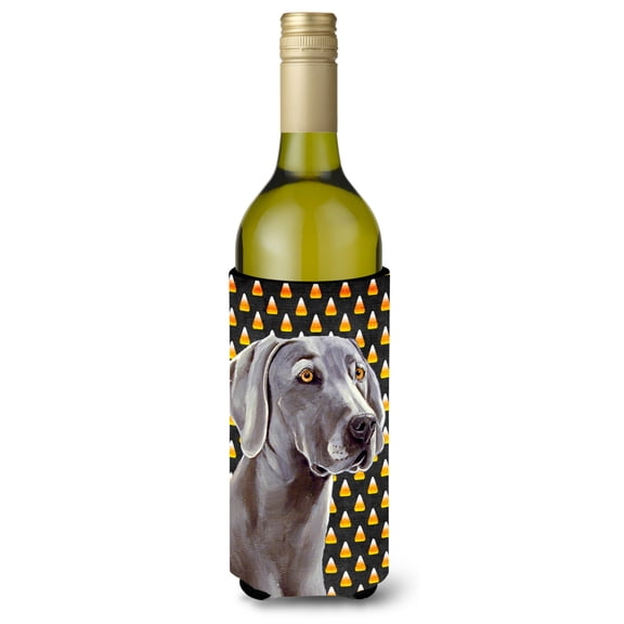 Carolines Treasures LH9082LITERK Weimaraner Candy Corn Halloween Portrait Wine Bottle Hugger Wine Bottle multicolor