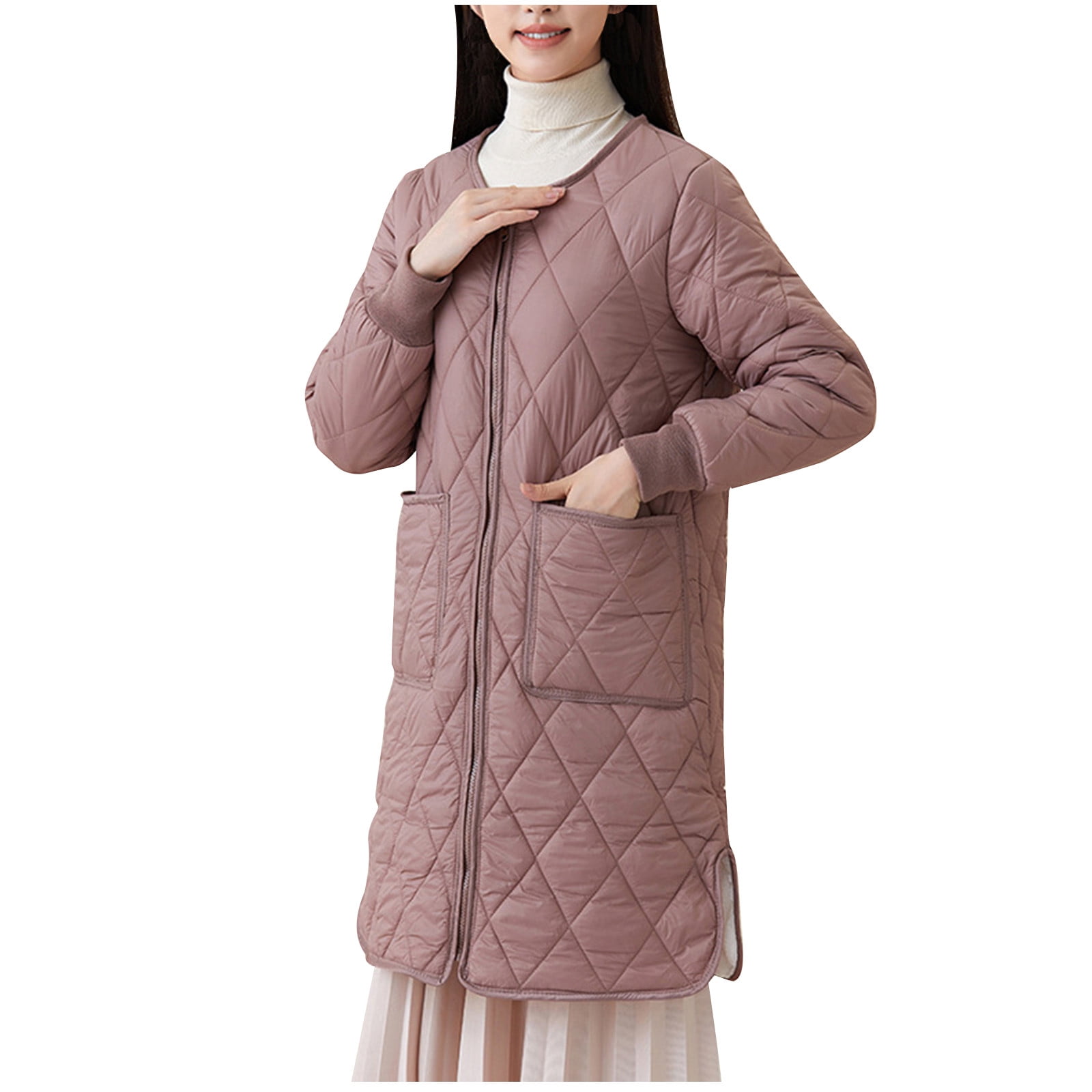 Besolor Women Long Puffer Coats Winter Padded Long Sleeve Zip up