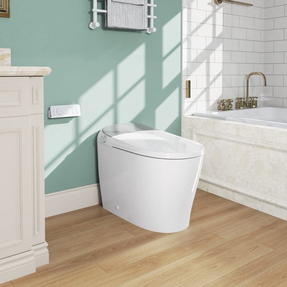 HOROW T03 Bidet Smart Toilet, Elongated One-Piece with Heated Seat, Auto Flush, Warm Air Dryer, LED Display, Night Light, 1.28 GPF