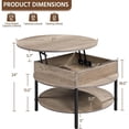 thumbnail image 3 of Round Lift Top Coffee Table with Hidden Compartment & Storage Shelf, 31'' Farmhouse Coffee Table Center Tables, 2-Tier Small Round Dining Table for Living Room Reception Room, Gray, 3 of 6