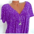 thumbnail image 3 of QLEICOM Women's Plus Size V-neck Short Sleeve Henley Shirts Buttons Up Pleated Blouse Tunic Tops, Oversize Floral Print Shirts, Loose Tanks Tees Blouses Fit S-5XL on Clearance, 3 of 3