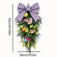 thumbnail image 3 of Sokhug Easter Bunny Swag Wreath with Bow Spring Door Hanging Decor 21.7x11.0in, 3 of 7