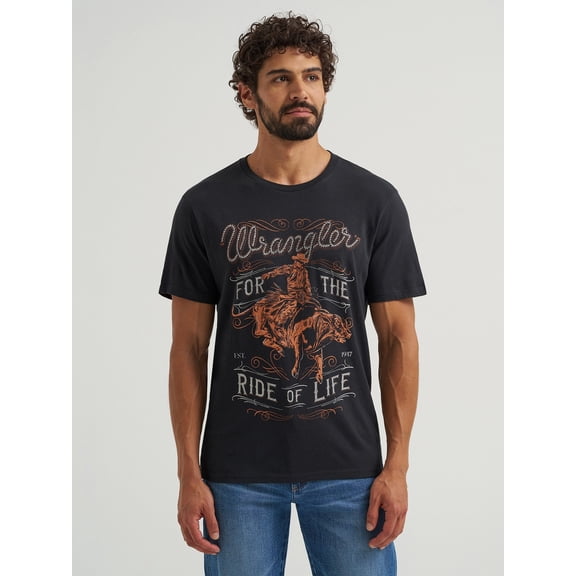 Wrangler For The Ride Of Line Jet Black - Mens Tee - 112365295