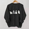 thumbnail image 5 of Wenini Women's Halloween Black Cats and Ghost Print Sweatshirt Long Sleeve Crew Neck Sweatshirt Casual Pullover Top, 5 of 7