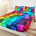 thumbnail image 3 of Feelyou Stereoscopic Square Teens Bed Sheets, Colorful Pixelate Miner King Sheets, Gaming Gamer Sheet Set, Ultra Soft Bedroom Decor, 4-Piece, 3 of 7