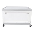 thumbnail image 2 of Chariot Utilitaire Pliable, Caisse Roulante Portable avec Couvercle et Poignée et Roues, Boîte de Rangement Utilitaire Roulante en Plastique Robuste Empilable pour Voyage, Magasinage, Bureau, Entrepôt, 2 of 7