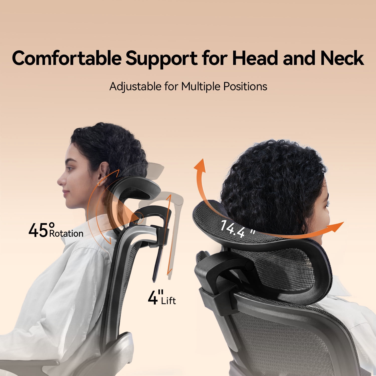 SIHOO B100 Ergonomic Office Chair, Task Chair with Zoned Back Support, 2D Wide Headrest Study Chair for Teenager, High Back Executive Chair for Home Office, Black, 300lbs
